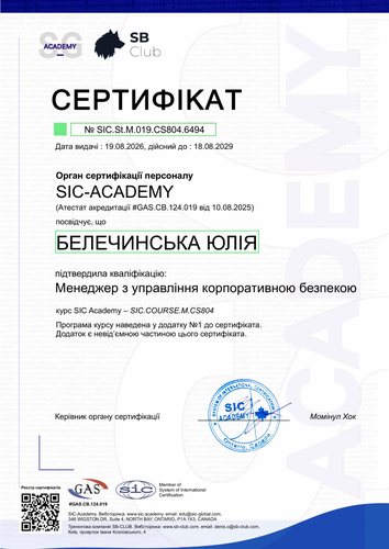 Certificate SIC.St.M.019.CS804.6494