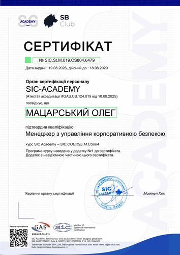 Certificate SIC.St.M.019.CS804.6479